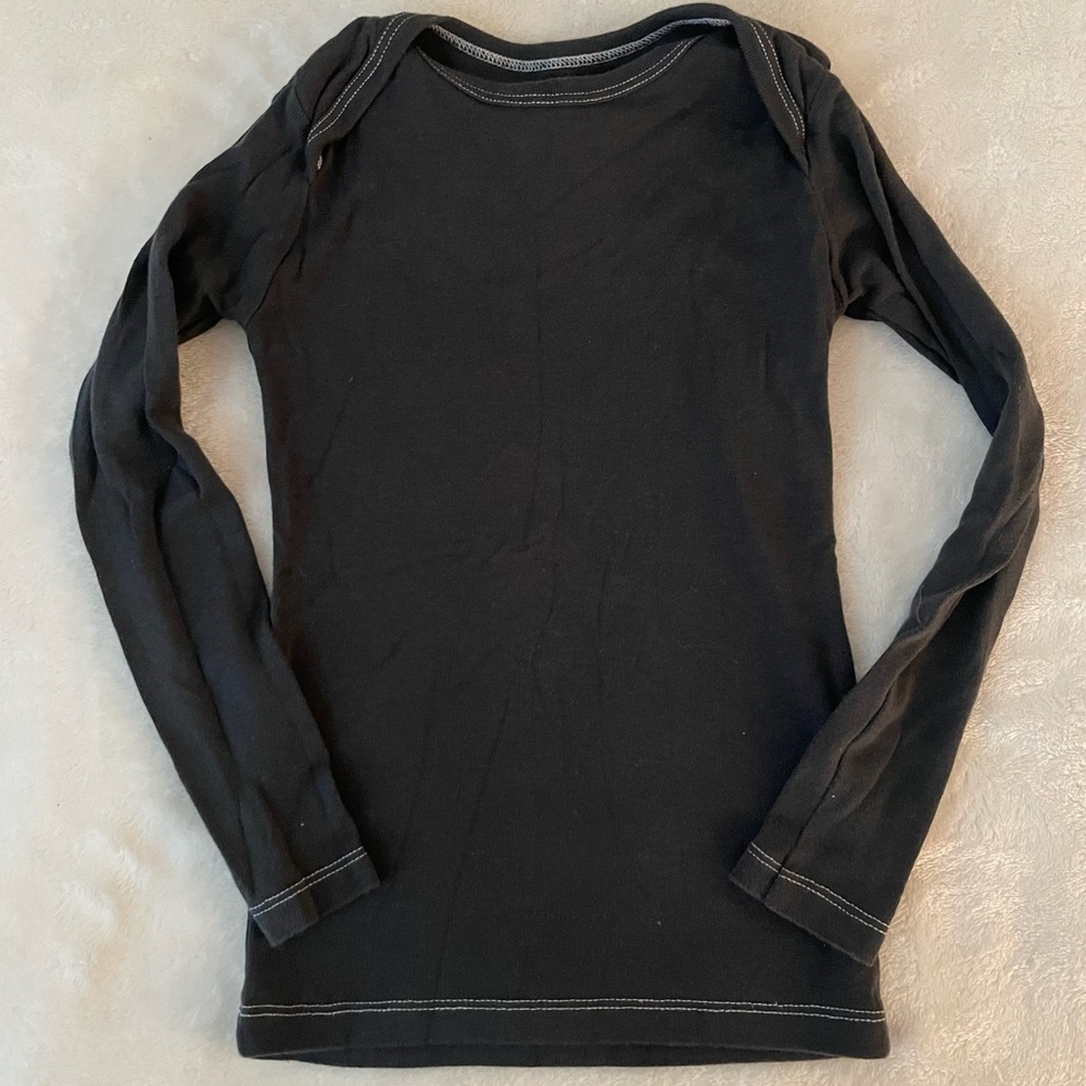 Flora and Henri Charcoal Girls Lap Shoulder Long Sleeve Tee Size 8Y